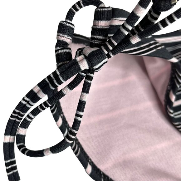 Xhilaration Swim Suit Bottoms Bikini Womens Small Black Pink Striped New - Picture 4 of 8